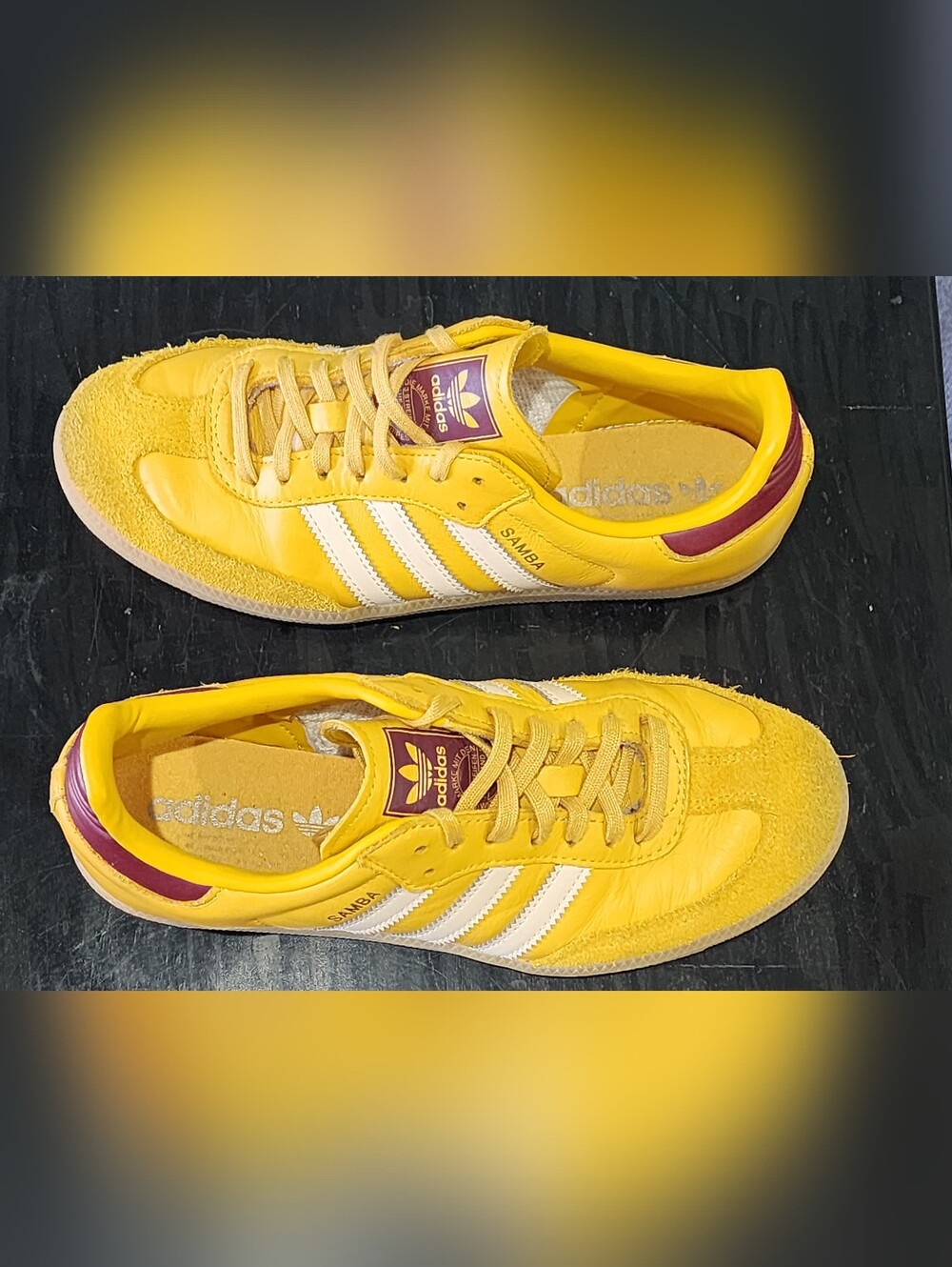 ADIDAS | Samba OG J | Preloved Yellow-Crystal Sand-Shadow Red | Size 6.5 Mens - Picture 11 of 13